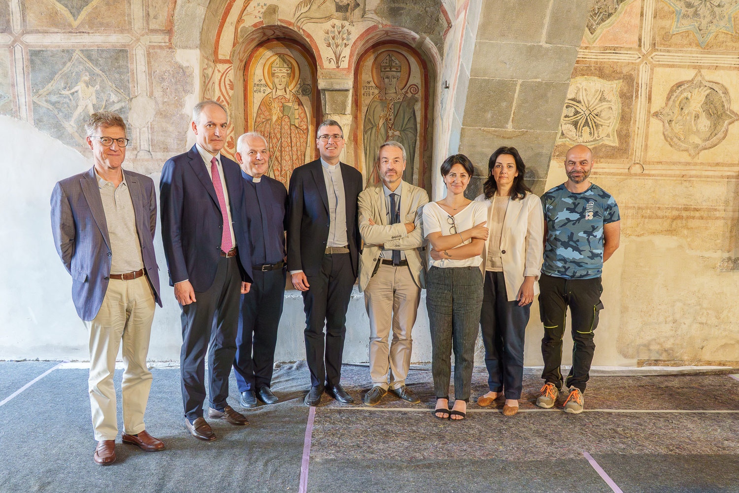 Un anno di lavori per valorizzare gli affreschi duecenteschi dell’Aula Picta di Bergamo. Il progetto di restauro interamente sostenuto da Fondazione Banca Popolare di Bergamo – EF